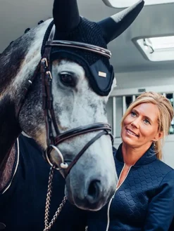 Fliegenhaube Schwarz Silber